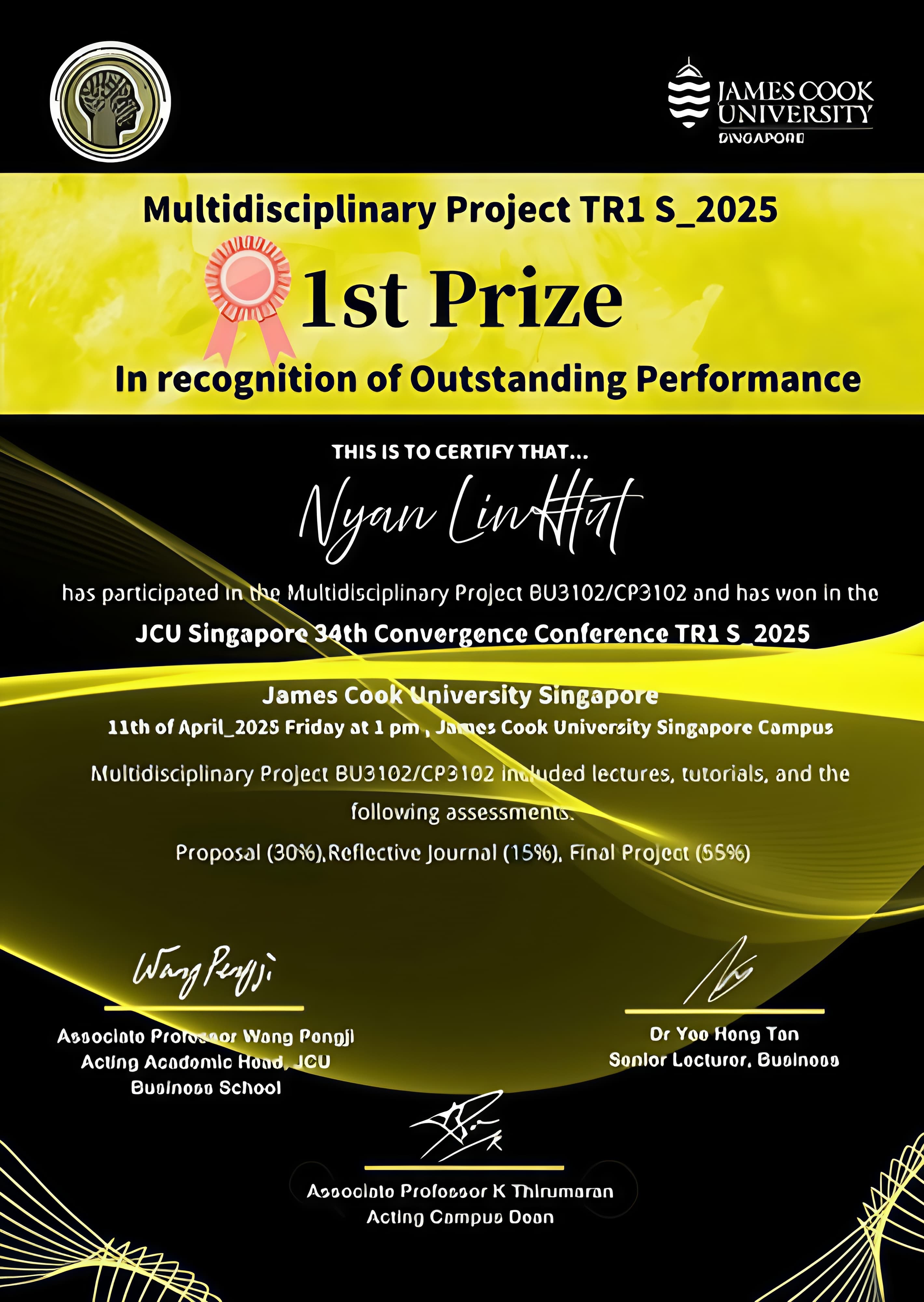 First Prize - Multidisciplinary project event JCU