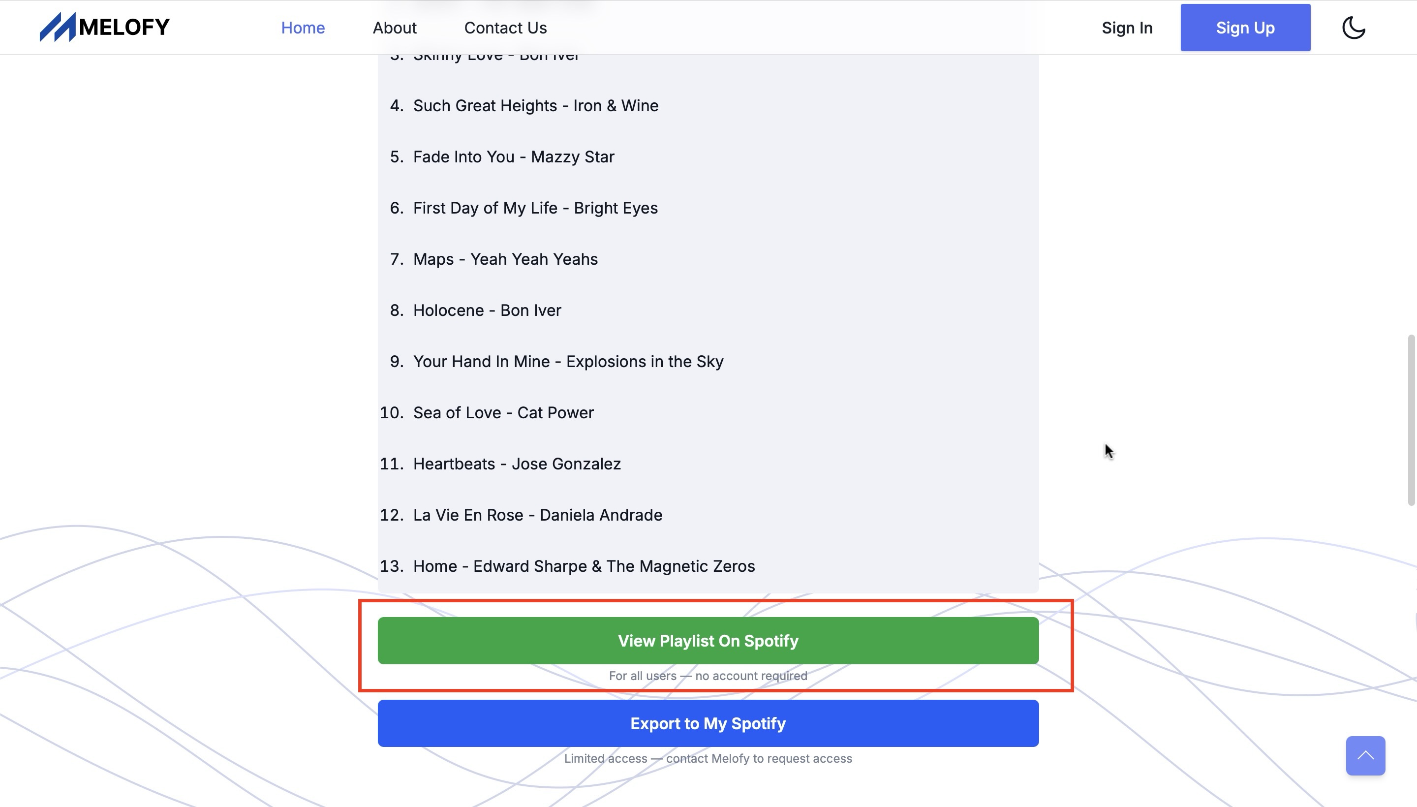 Generate Playlist Button